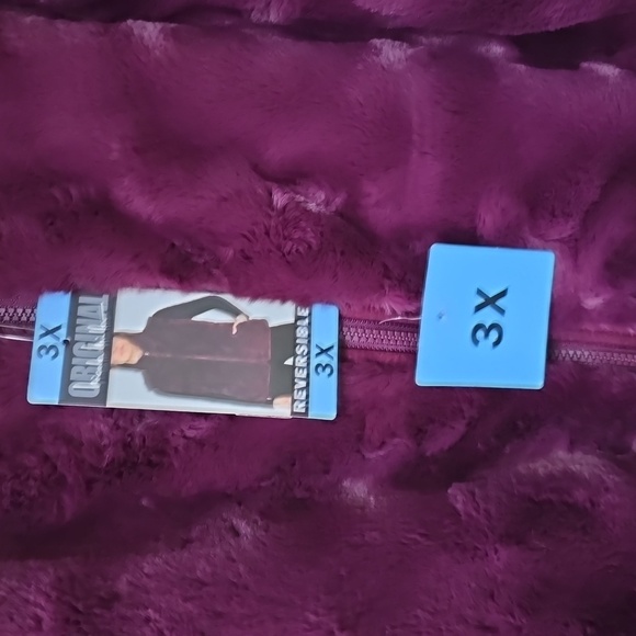 Nicole Miller Wine Reversible Vest Puffer Faux Fur 3x - Picture 11 of 15